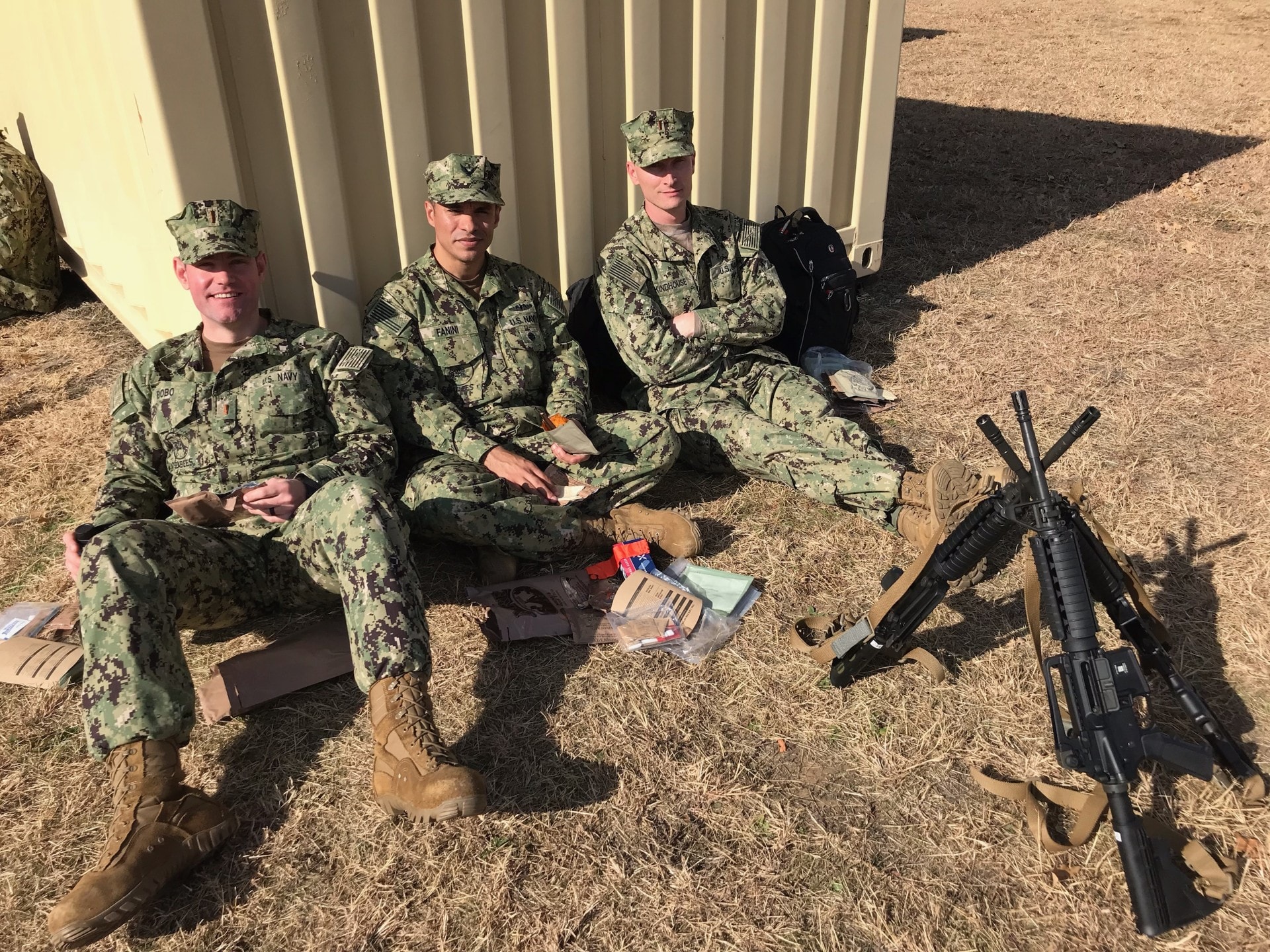 Navy Seabees armed during field operations
